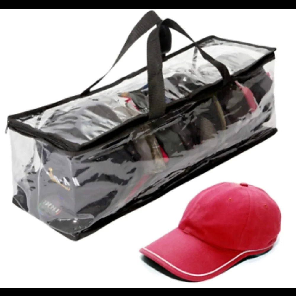 Clear Baseball Cap Storage Travel Bag Hat Organizer Holds Multiple Caps